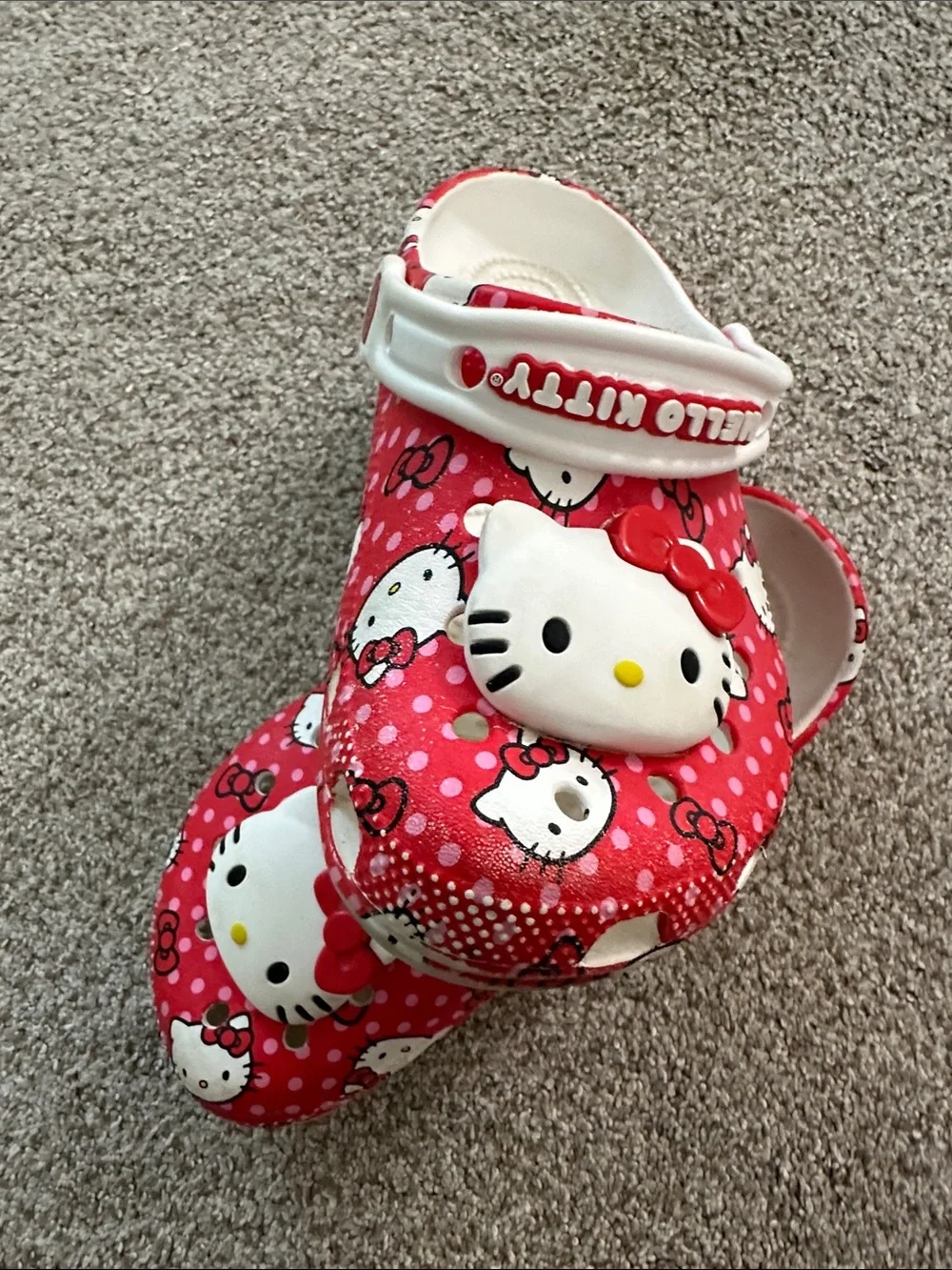 Hello Kitty Red  Kids Crocs  - Cute Slip-On Shoes size 1